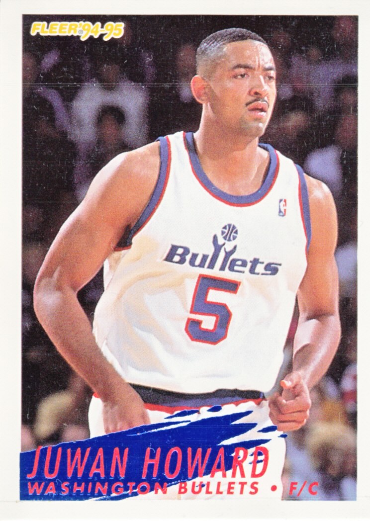 Front view of Juwan Howard 1994-95 Fleer #381 basketball card - Base edition (Washington Bullets)