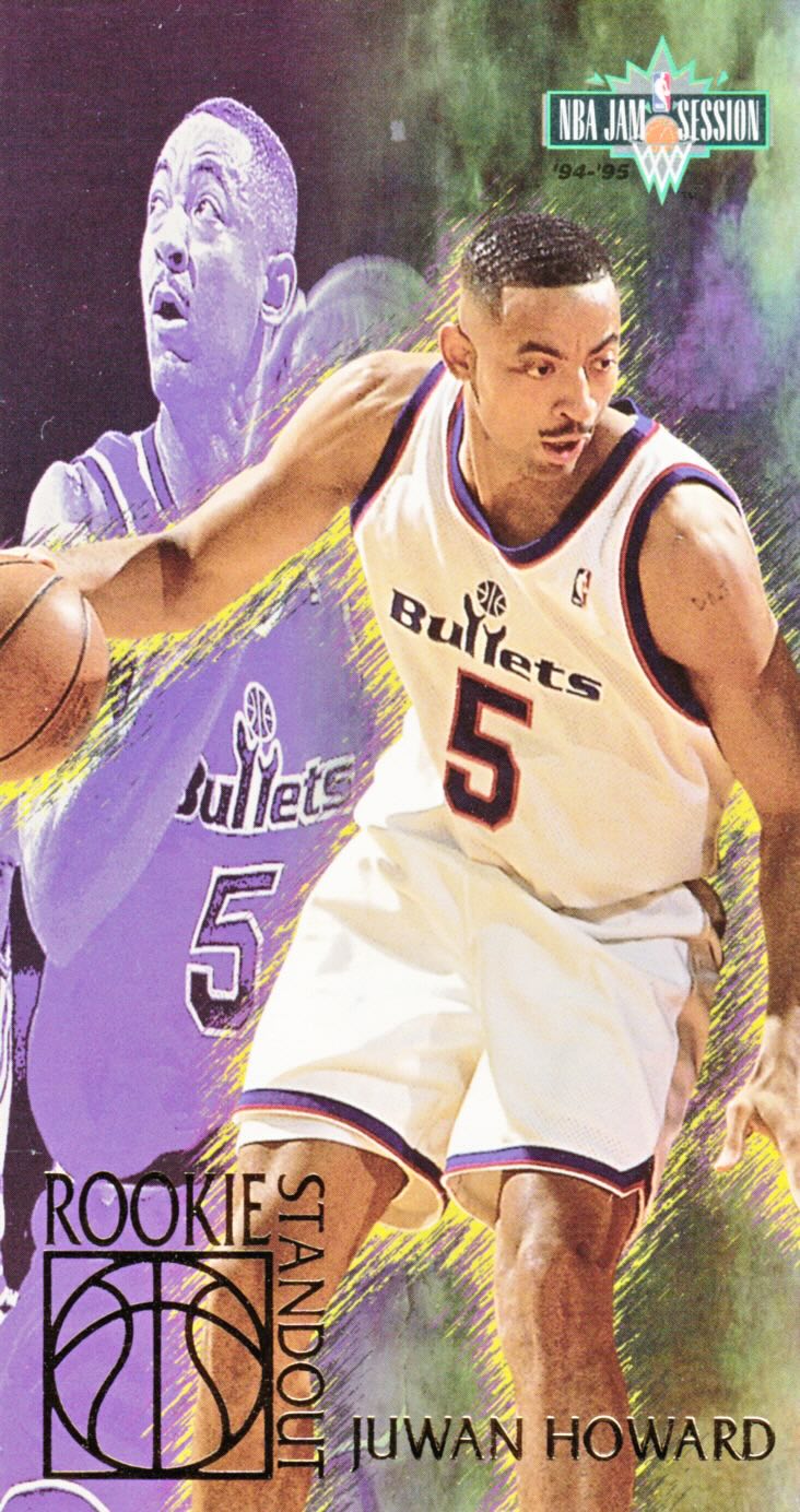 Front view of Juwan Howard 1994-95 Jam Session #3 basketball card - Base edition (Washington Bullets)