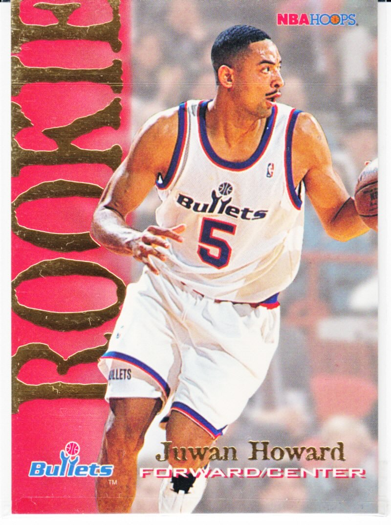 Front view of Juwan Howard 1994-95 SkyBox Hoops #378 basketball card - Base edition (Washington Bullets)