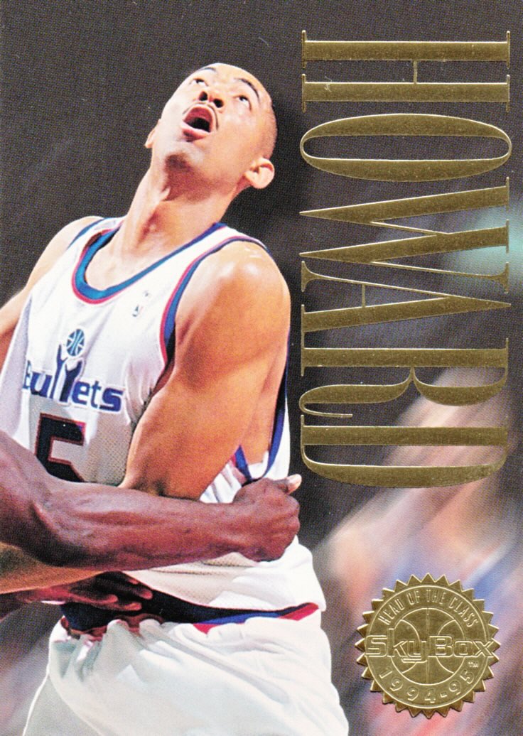 Front view of Juwan Howard 1994-95 SkyBox Premium #2 basketball card - Base edition (Washington Bullets)