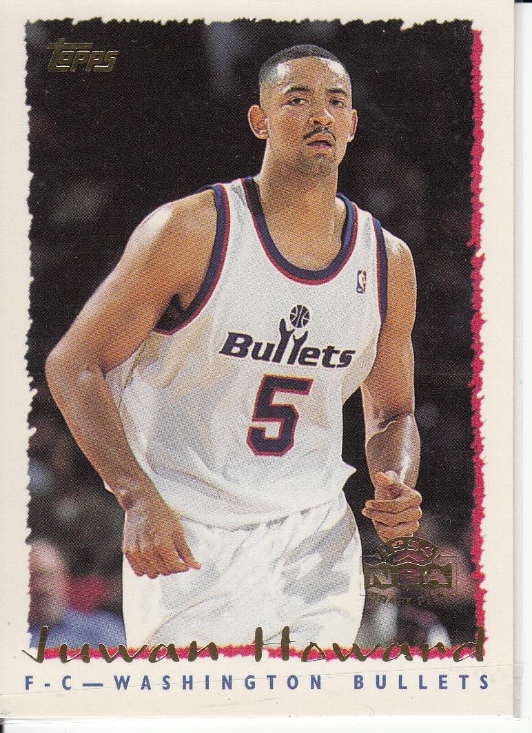 Front view of Juwan Howard 1994-95 Topps #393 basketball card - Base edition (Washington Bullets)