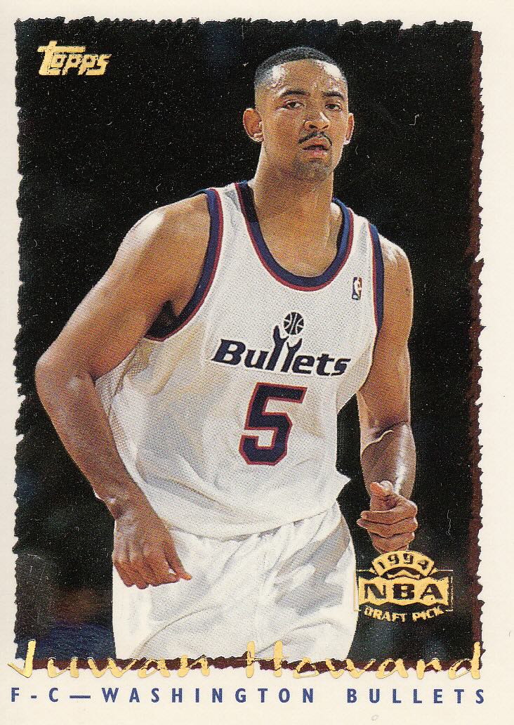 Front view of Juwan Howard 1994-95 Topps #393 basketball card - Spectra Light edition (Washington Bullets)