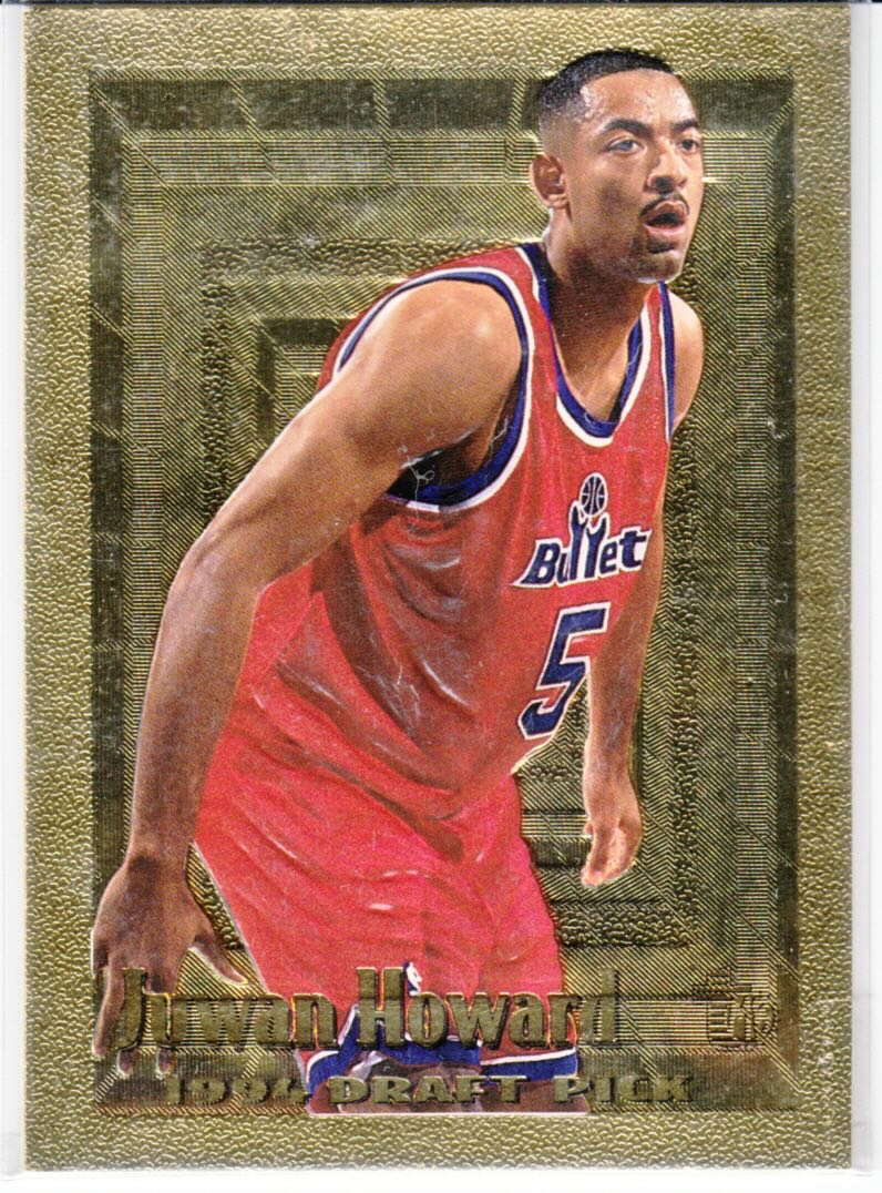 Front view of Juwan Howard 1994-95 Topps Embossed #105 basketball card - Gold edition (Washington Bullets)