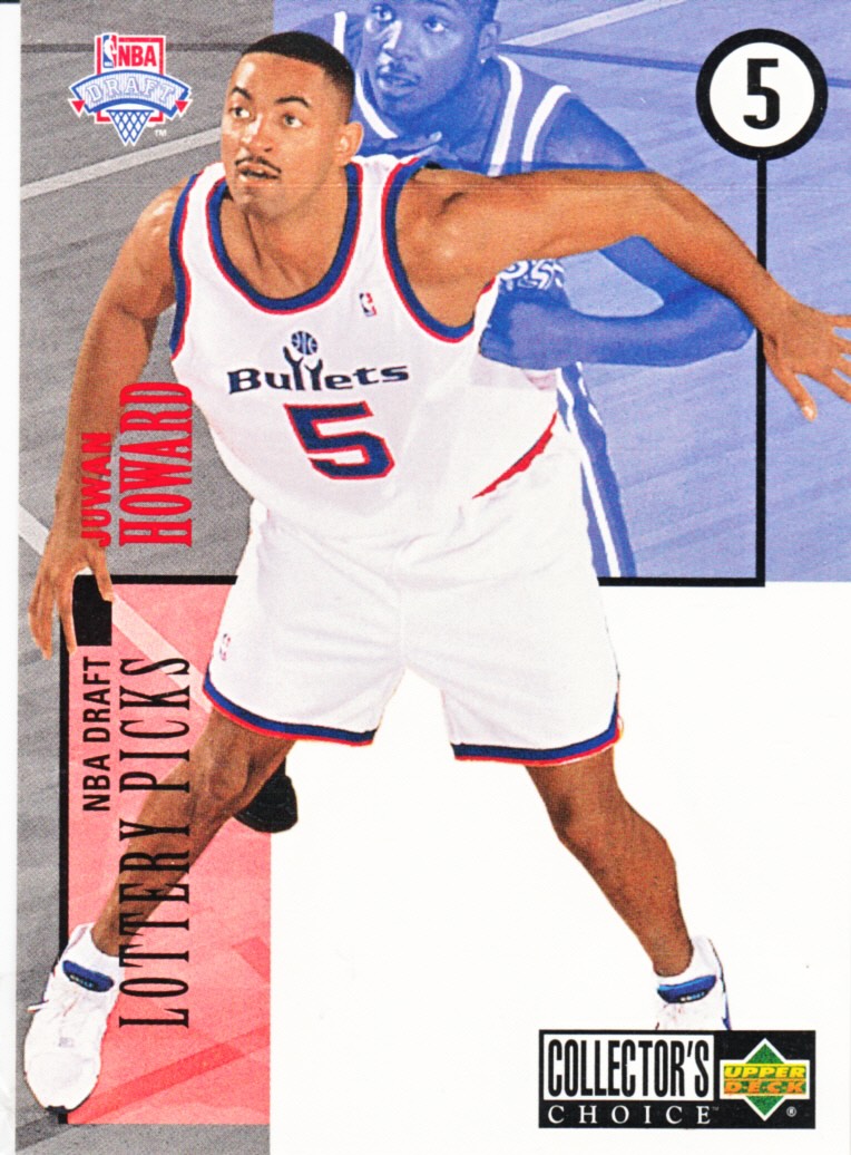 Front view of Juwan Howard 1994-95 Collectors Choice #5 basketball card - Base edition (Washington Bullets)