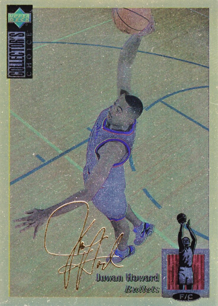 Front view of Juwan Howard 1994-95 Collectors Choice #278 basketball card - Gold edition (Washington Bullets)