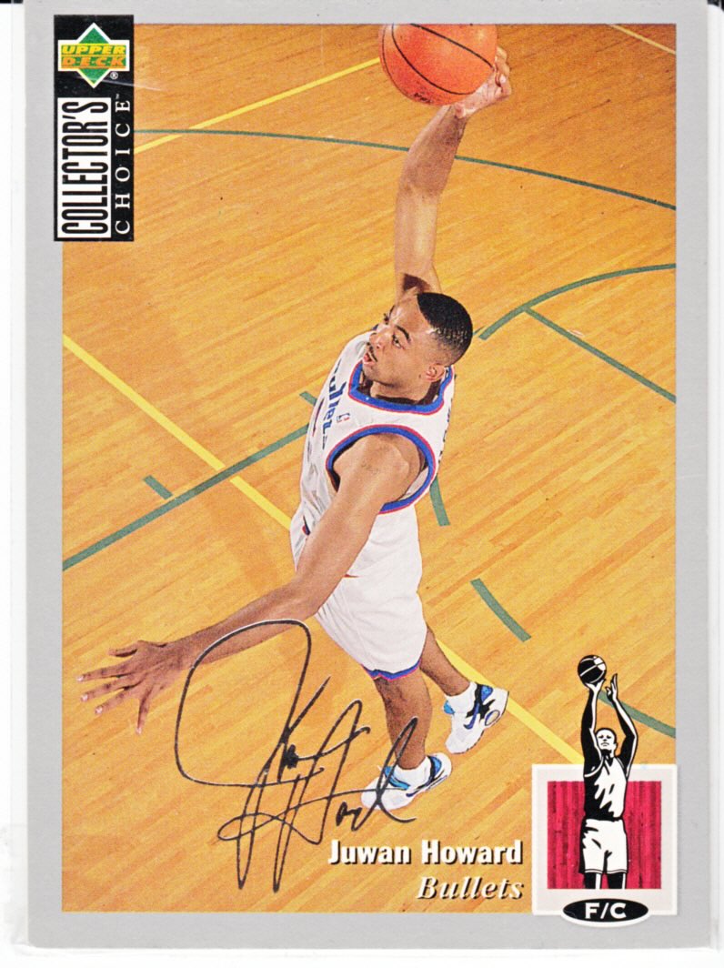 Front view of Juwan Howard 1994-95 Collectors Choice #278 basketball card - Silver edition (Washington Bullets)