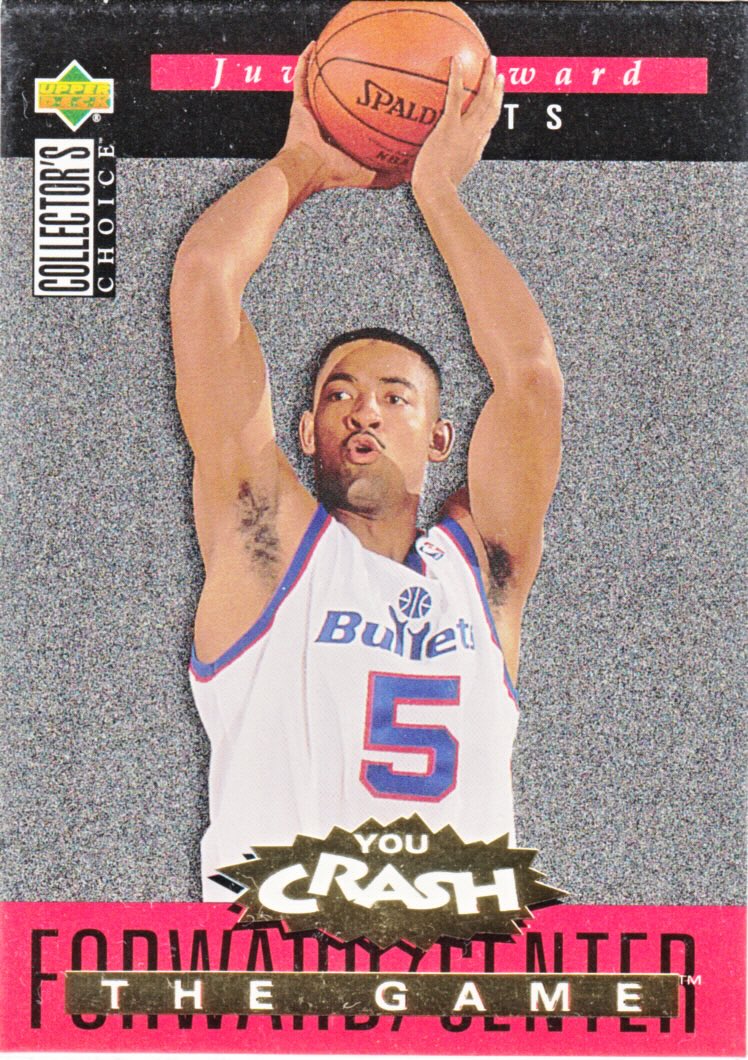 Front view of Juwan Howard 1994-95 Collectors Choice #S4 basketball card - Gold edition (Washington Bullets)