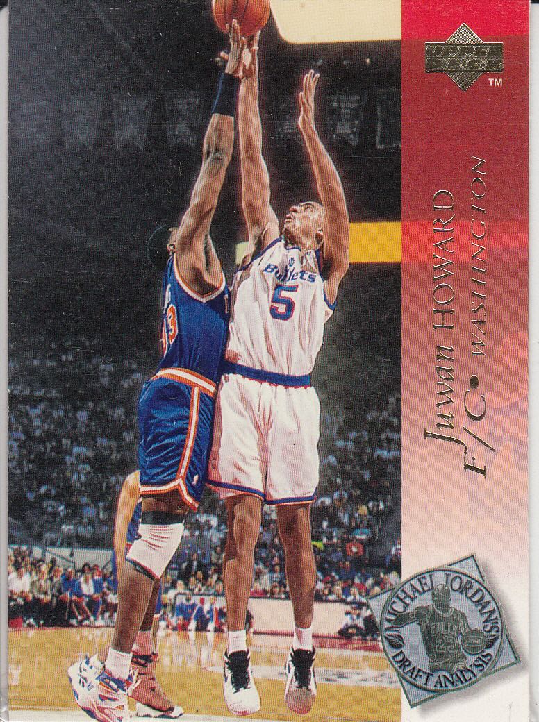 Front view of Juwan Howard 1994-95 Upper Deck #196 basketball card - Base edition (Washington Bullets)