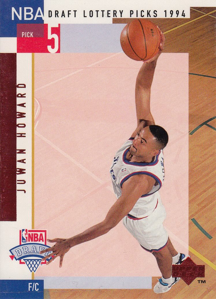 Front view of Juwan Howard 1994-95 Upper Deck #D5 basketball card - Base edition (Washington Bullets)