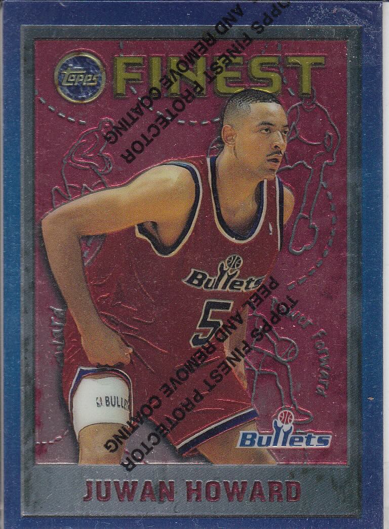 Front view of Juwan Howard 1995-96 Topps Finest #224 basketball card - Base edition (Washington Bullets)