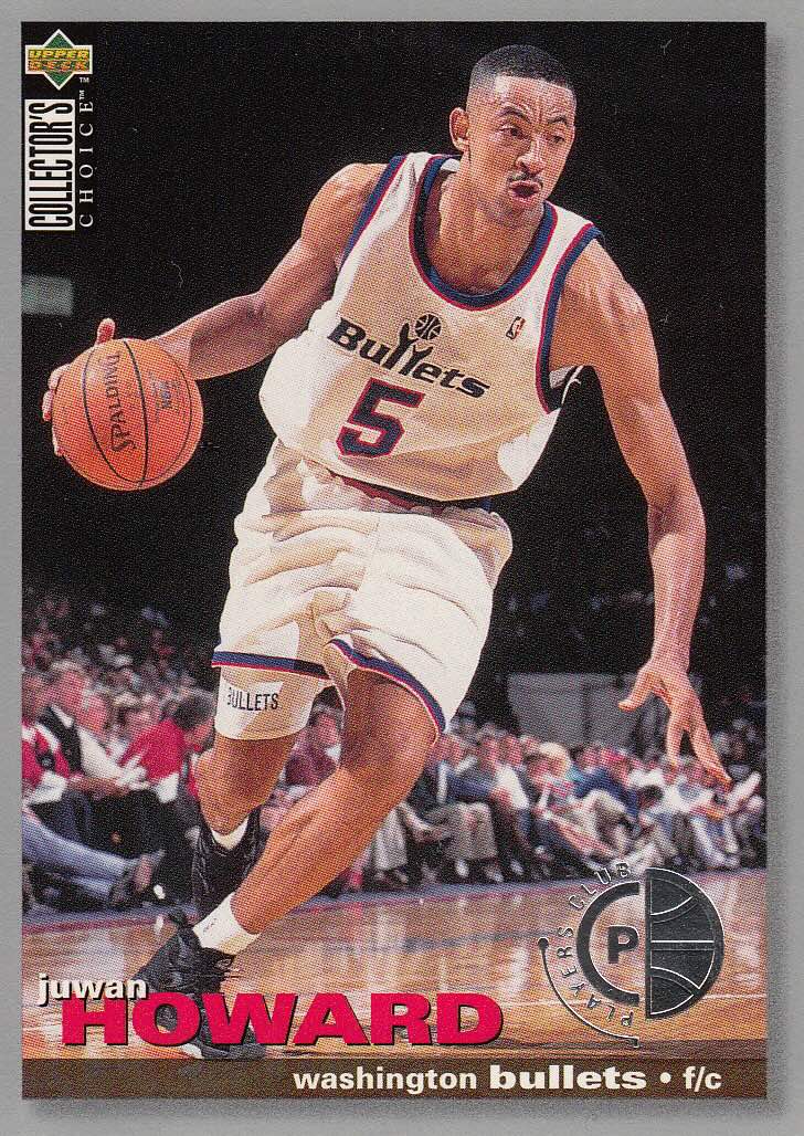Front view of Juwan Howard 1995-96 Collectors Choice #38 basketball card - Players Club edition (Washington Bullets)