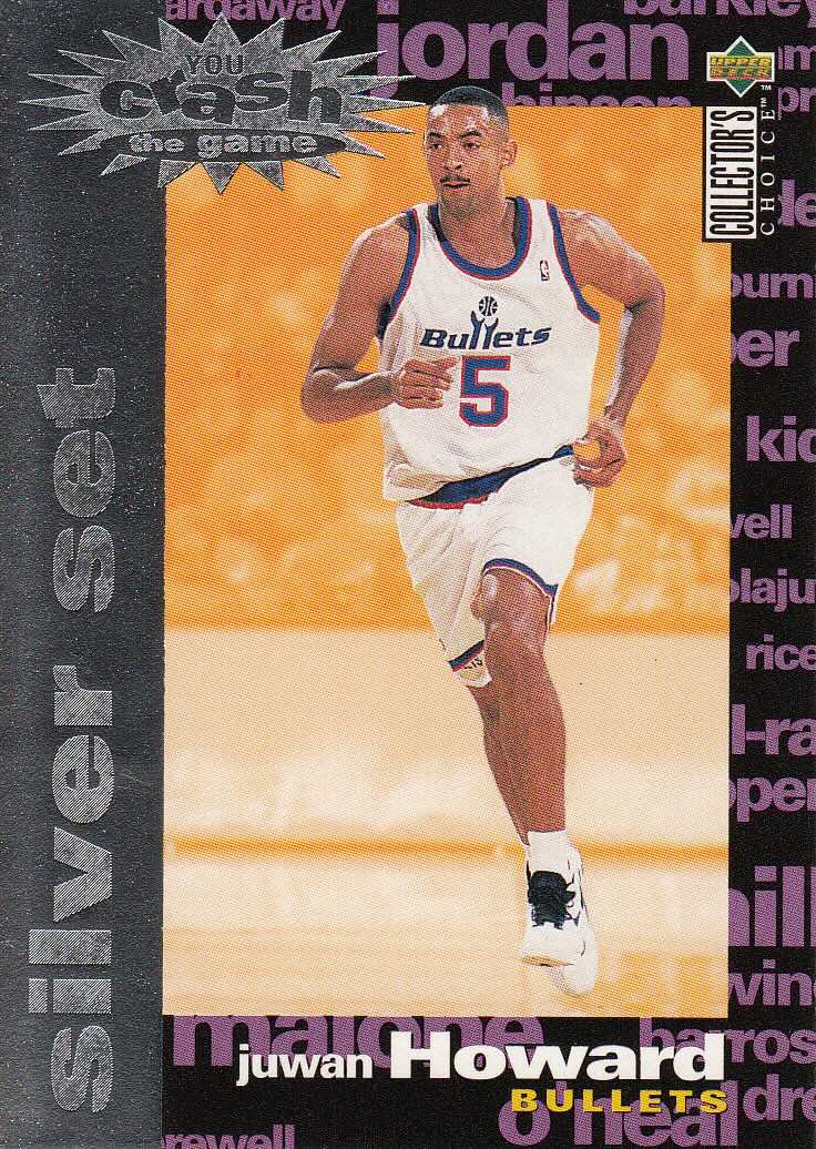 Front view of Juwan Howard 1995-96 Collectors Choice #C3 basketball card - Redemption Silver edition (Washington Bullets)