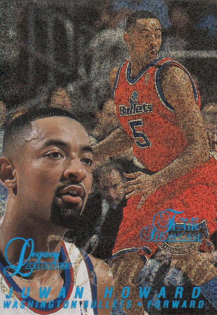 Front view of Juwan Howard 1996-97 Flair Showcase #ROW 0 SEAT 5 basketball card - Legacy Collection edition (Washington Bullets)