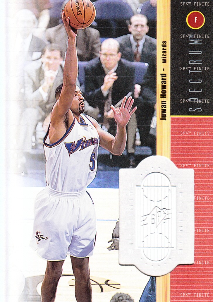 Front view of Juwan Howard 1998-99 SPx Finite #76 basketball card - Spectrum edition (Washington Wizards)