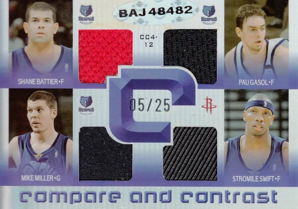 Back view of Juwan Howard 2005-06 UD Reflections #CC4-12 showing stats for Houston Rockets