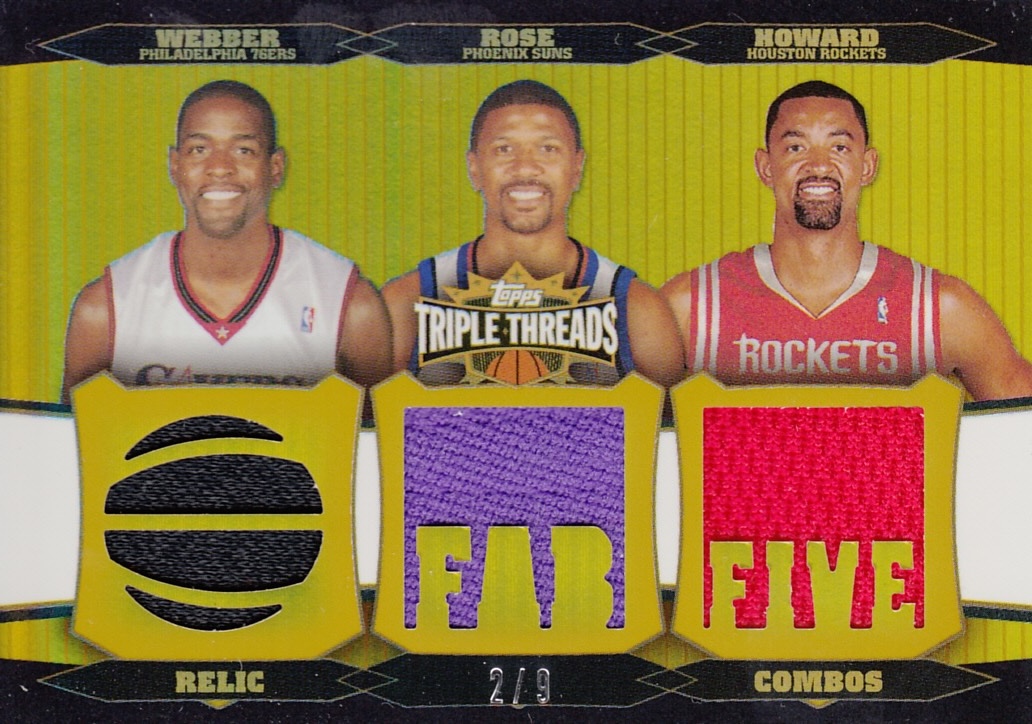 Front view of Juwan Howard 2006-07 Topps Triple Threats #TTRC-55 basketball card - Gold edition (Houston Rockets)