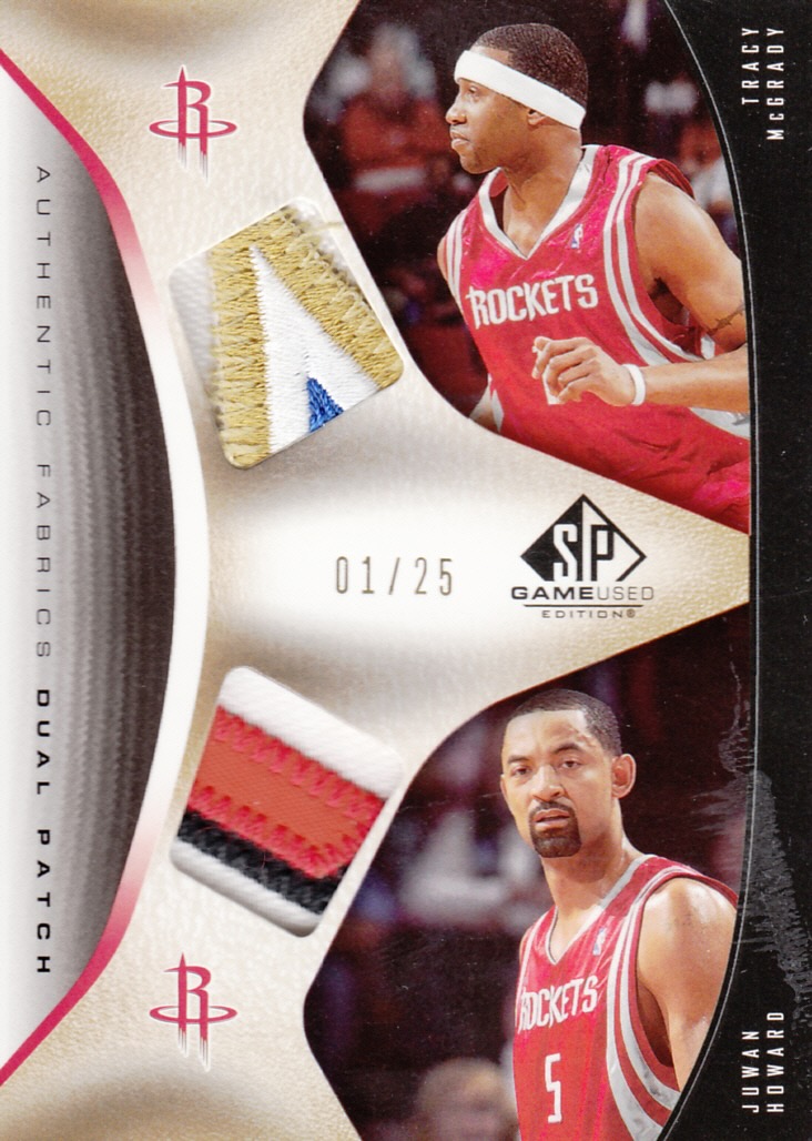Front view of Juwan Howard 2006-07 SP Game Used Edition #AFD-MH basketball card - Jersey Patch edition (Houston Rockets)