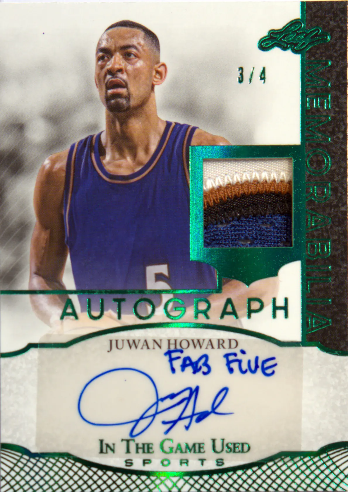 Juwan Howard 2024-25 Leaf Leaf In The Game Used Sports Game Used Memorabilia Autograph Green Holo #IGA-JH2