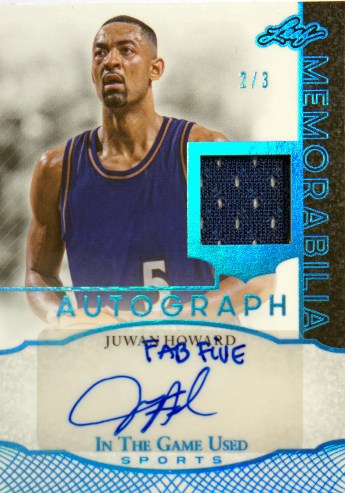 Juwan Howard 2024-25 Leaf Leaf In The Game Used Sports Game Used Memorabilia Autograph Sapphire Holo #IGA-JH2