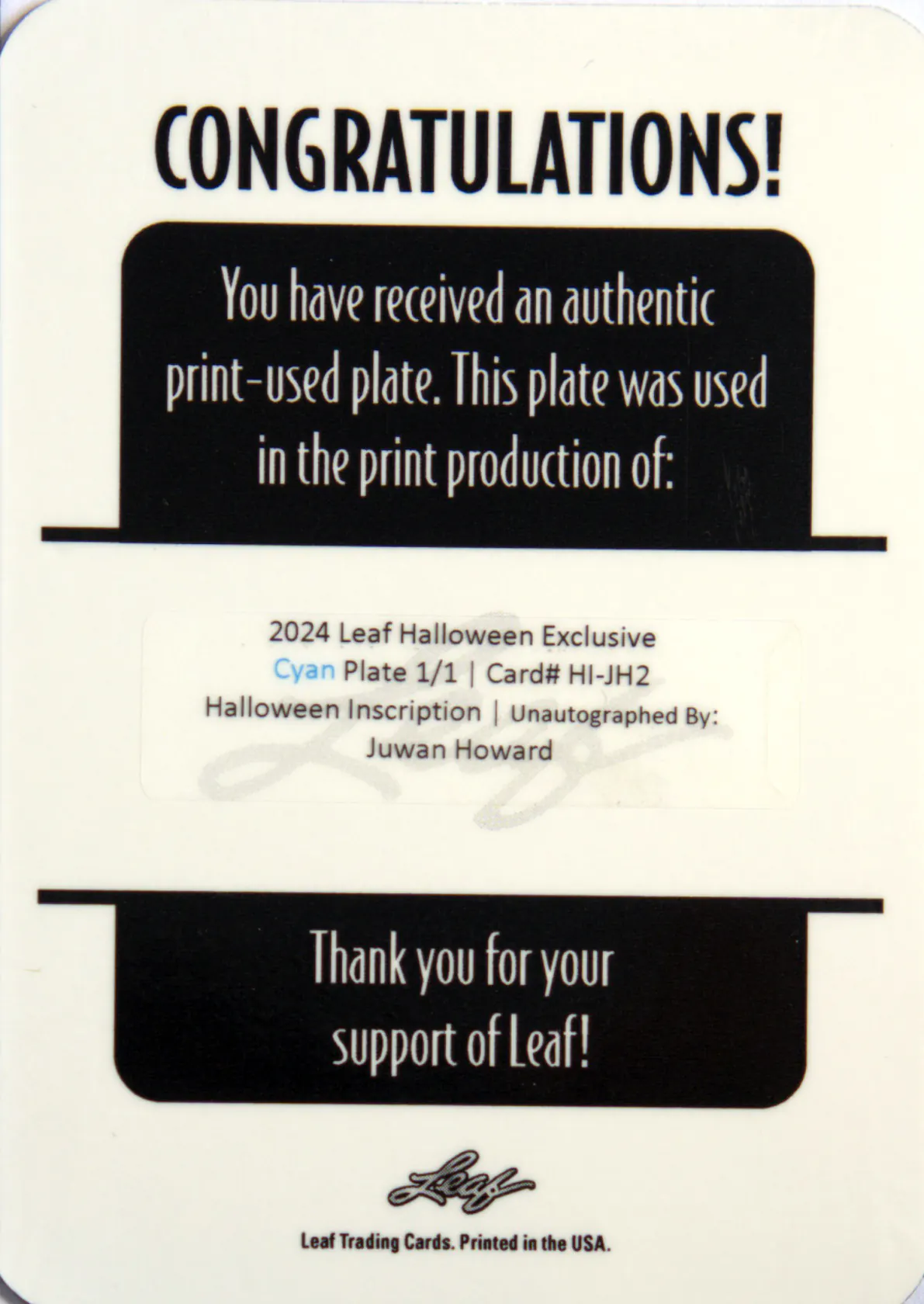 Back scan of Juwan Howard 2024-25 Leaf Metal #HI-JH2 showing stats for Washington Wizards - Juwan Howard Collector Private Collection