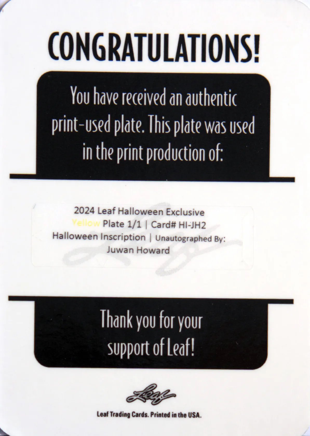 Back scan of Juwan Howard 2024-25 Leaf Metal #HI-JH2 showing stats for Washington Wizards - Juwan Howard Collector Private Collection