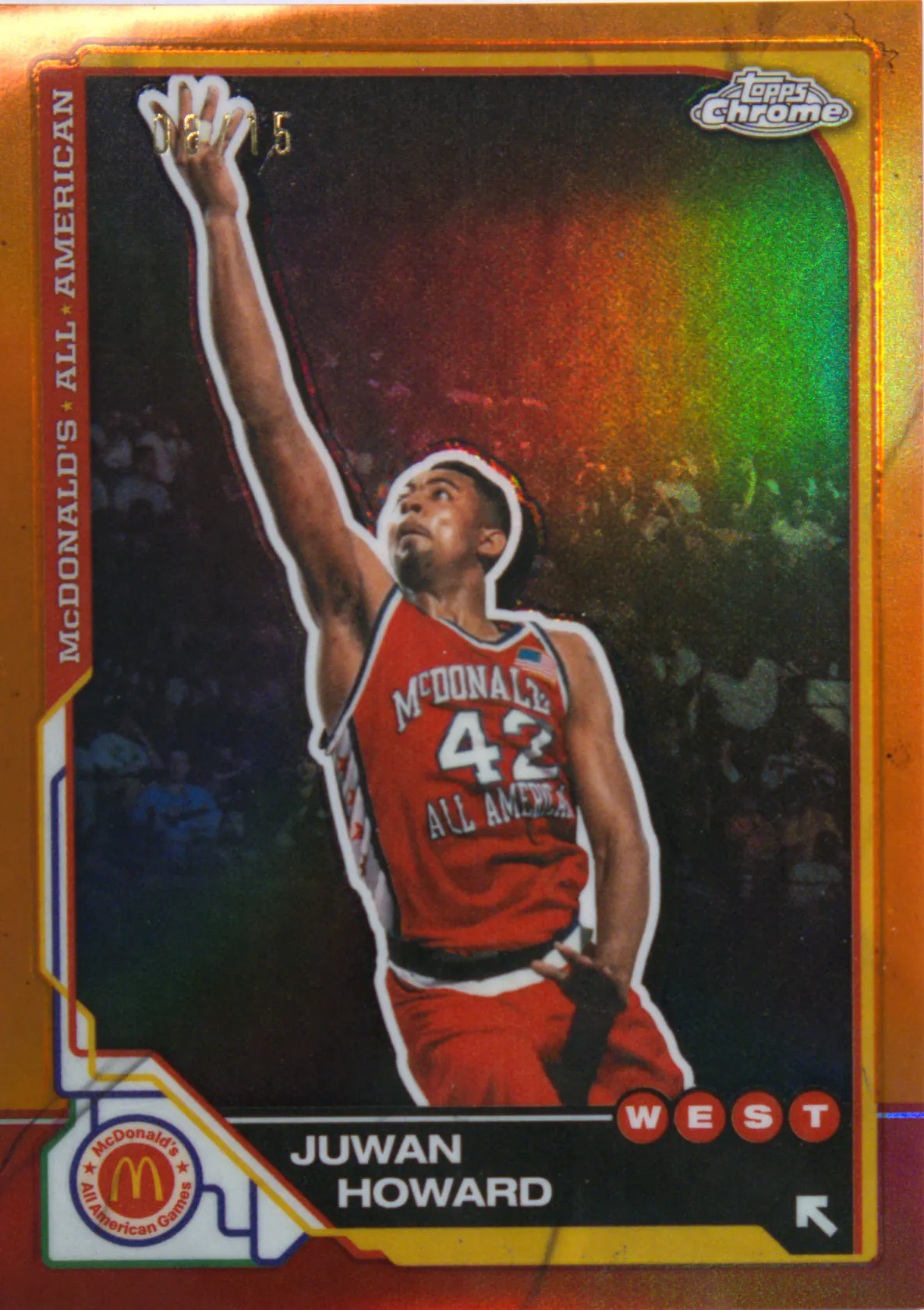 Juwan Howard 2025-26 Topps Topps Chrome McDonald's All American Orange Refractor #83