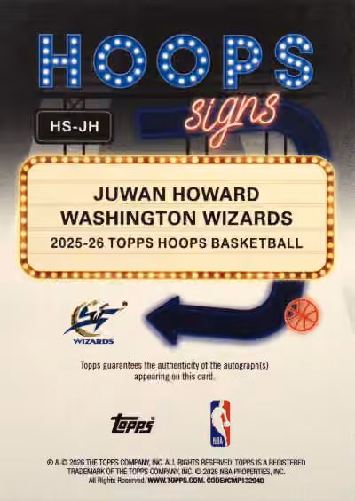 Juwan Howard 2025-26 Topps Hoops Pixel Burst Red #HS-JH Back